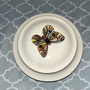 Trinket Box w/Lid Floral Butterfly Ceramics Jewelry Boxes Jar for Girls Women.
